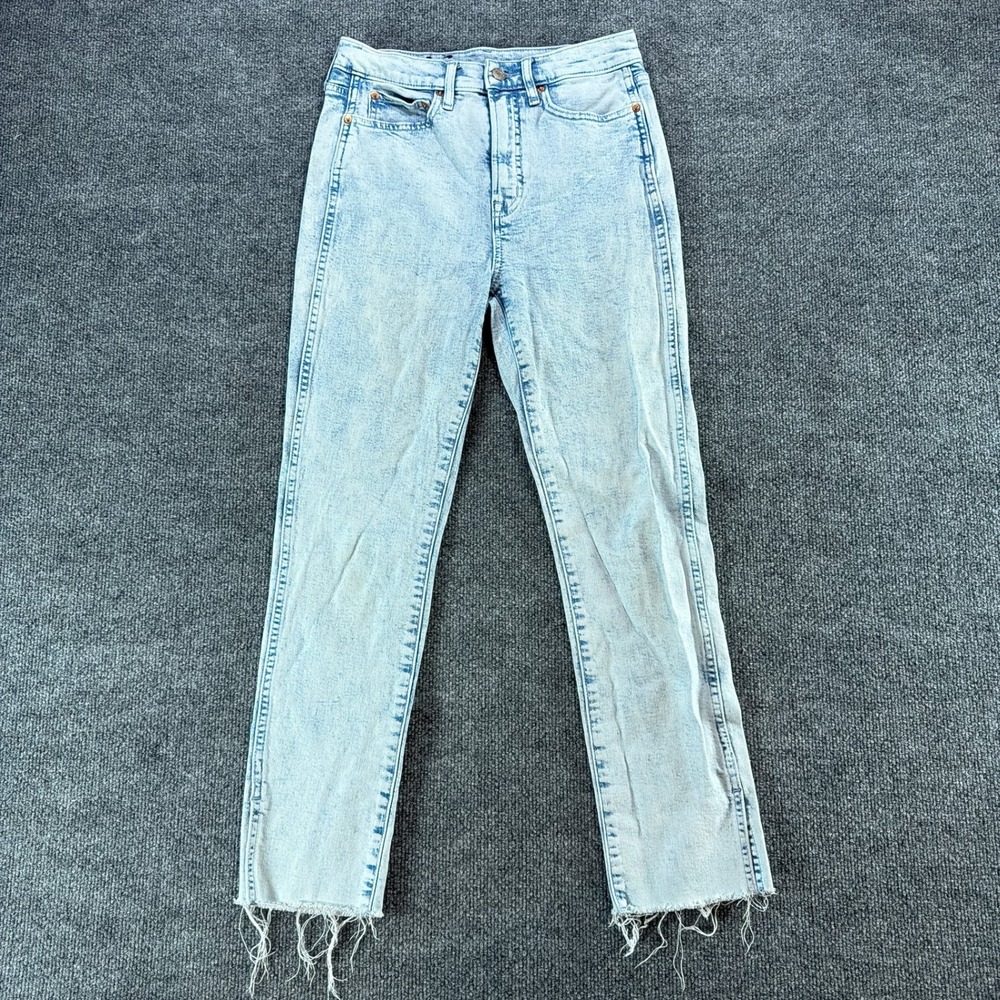 Vintage Gap Slim High Rise Jeans Light Acid Wash Raw Hem Womens 27" 4 Regular